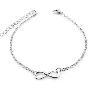 Silver Infinity Bracelet or Ankle Bracelet Adjustable Chain Anklet Gift